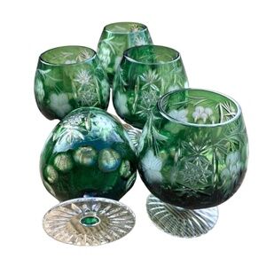 SPRSKA FABRIKA Stakla Paracin Vintage Crystal 24% Whisky Glasses 4” (5pcs) Rare